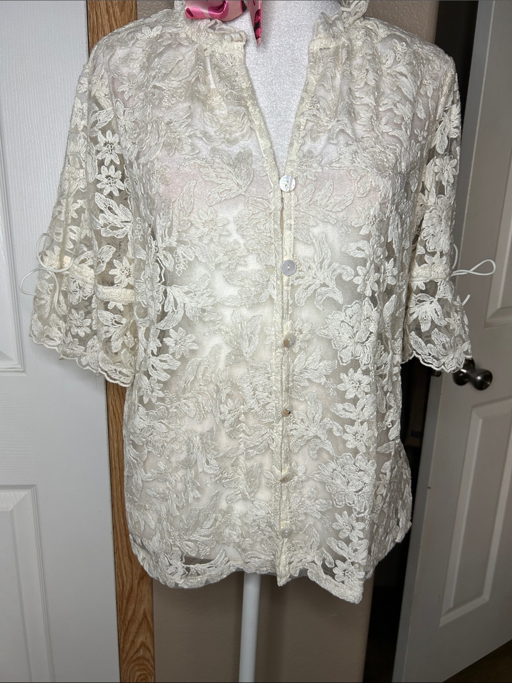 LACE Ivory Button-Up Blouse